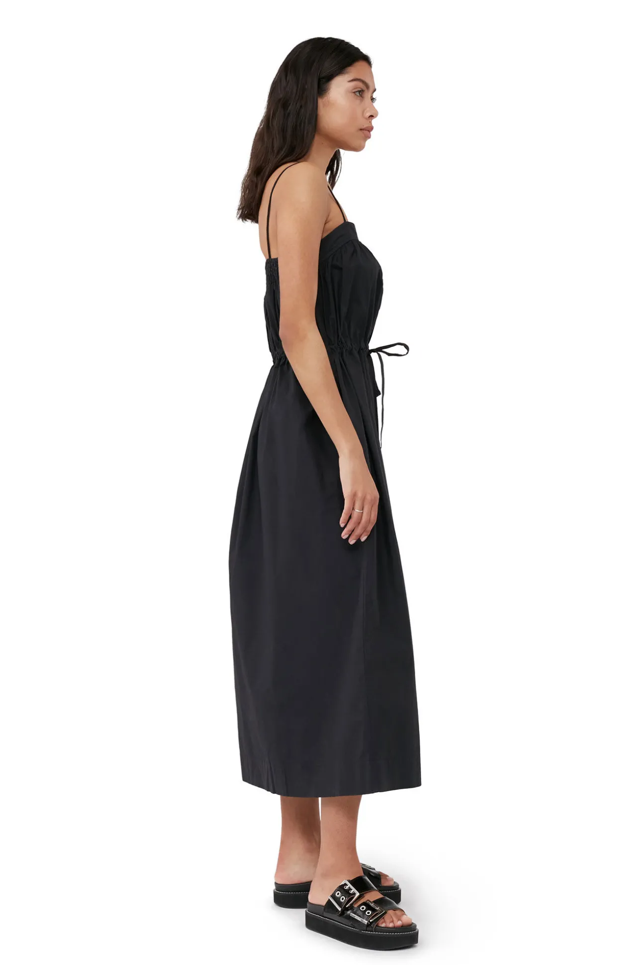 Online GANNI Maxi-Tragerkleid Aus Cotton Poplin Black
