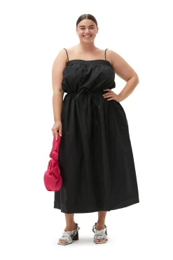 Online GANNI Maxi-Tragerkleid Aus Cotton Poplin Black