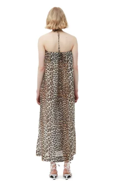 Best GANNI Maxi-Tragerkleid Aus Transparentem Voile Almond Milk
