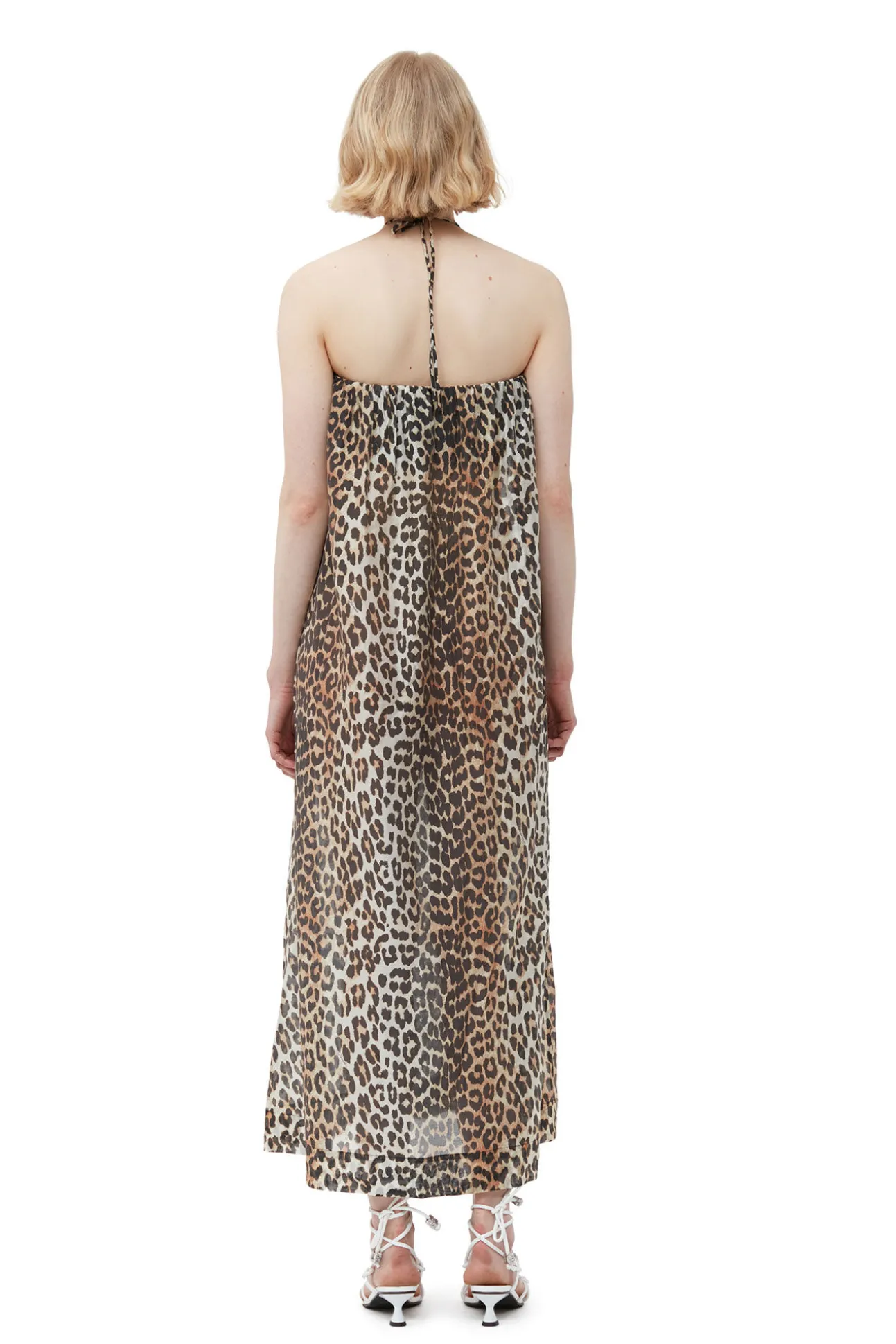 Best GANNI Maxi-Tragerkleid Aus Transparentem Voile Almond Milk