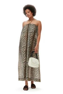 Best GANNI Maxi-Tragerkleid Aus Transparentem Voile Almond Milk
