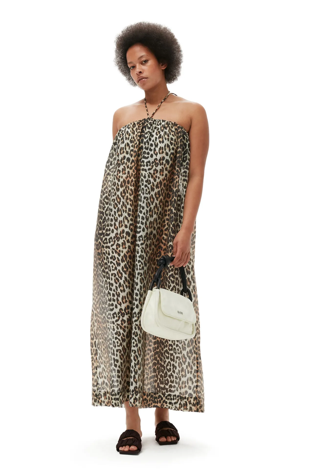 Best GANNI Maxi-Tragerkleid Aus Transparentem Voile Almond Milk