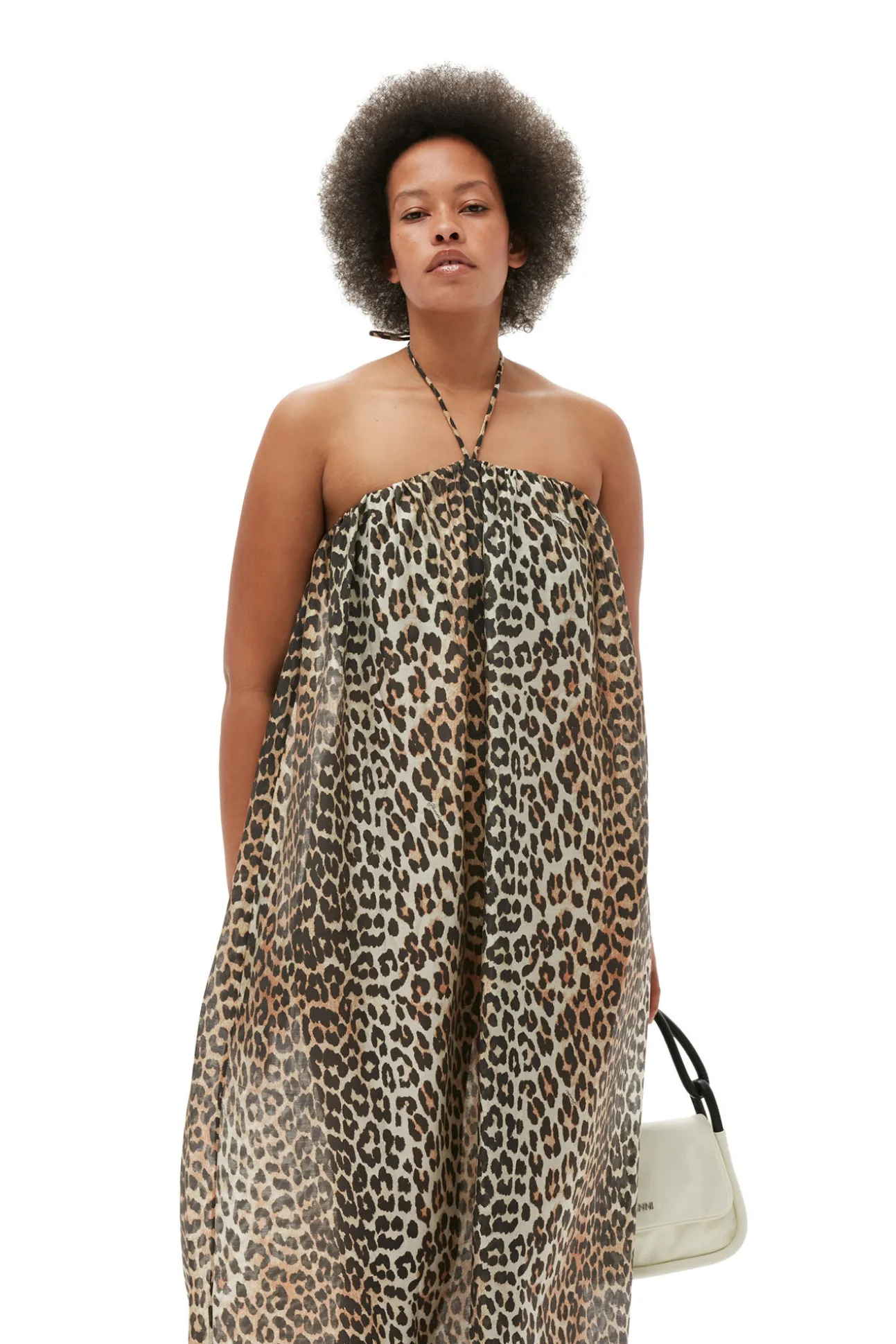 Best GANNI Maxi-Tragerkleid Aus Transparentem Voile Almond Milk