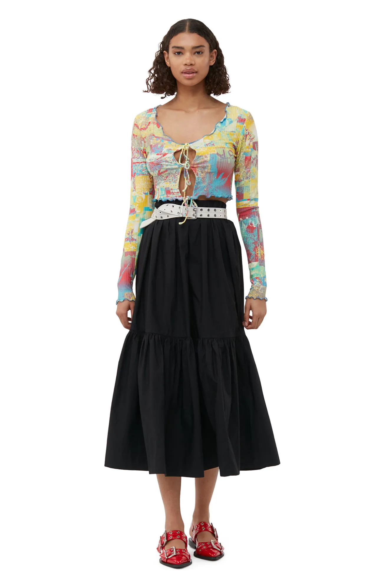 Clearance GANNI Maxi-Volantrock Aus Cotton Poplin Black