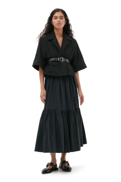 Clearance GANNI Maxi-Volantrock Aus Cotton Poplin Black
