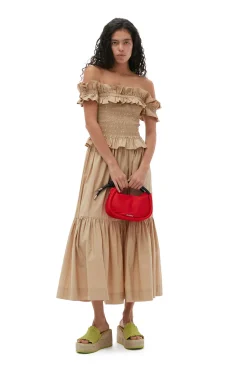 Outlet GANNI Maxi-Volantrock Aus Cotton Poplin Curds And Whey