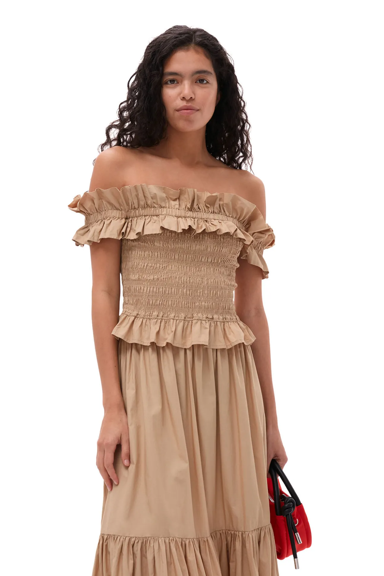 Outlet GANNI Maxi-Volantrock Aus Cotton Poplin Curds And Whey