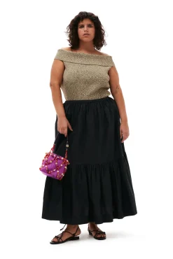 Clearance GANNI Maxi-Volantrock Aus Cotton Poplin Black