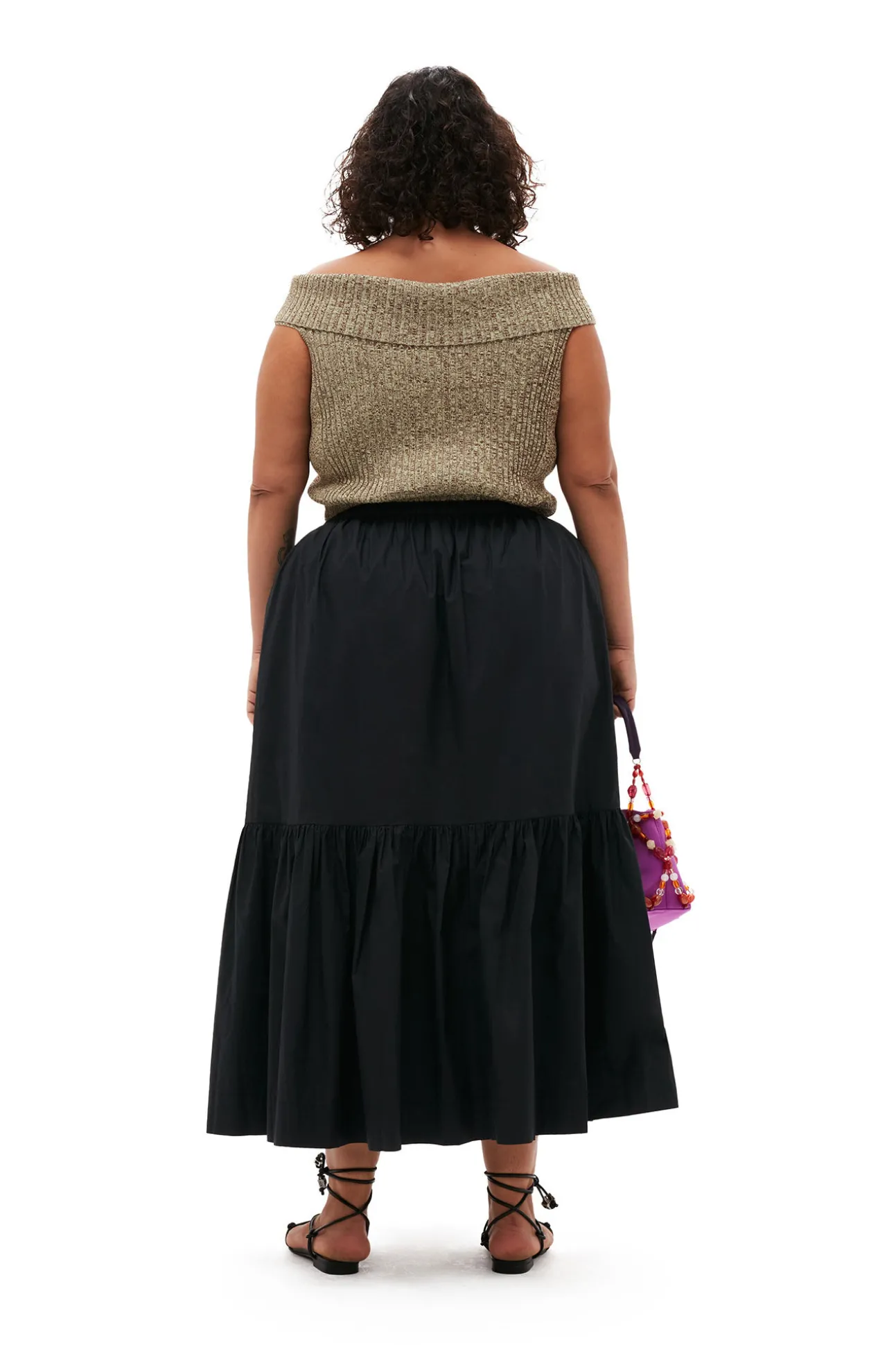 Clearance GANNI Maxi-Volantrock Aus Cotton Poplin Black