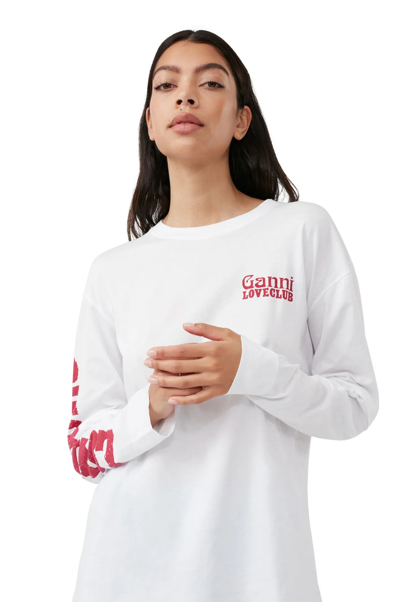 Sale GANNI Mehrlagiges Langarmshirt Bright White