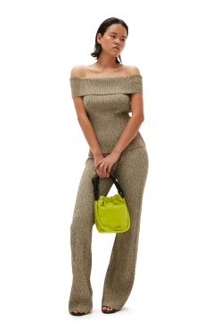 Clearance GANNI Melange-Strickhose Brandy Brown