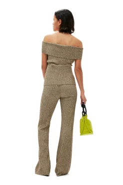 Clearance GANNI Melange-Strickhose Brandy Brown