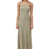 Clearance GANNI Melange-Strick-Maxikleid Brandy Brown