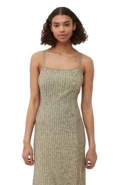 Clearance GANNI Melange-Strick-Maxikleid Brandy Brown