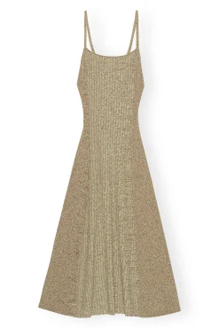 Clearance GANNI Melange-Strick-Maxikleid Brandy Brown