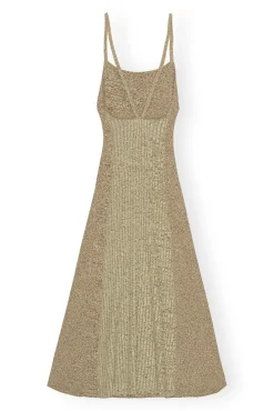 Clearance GANNI Melange-Strick-Maxikleid Brandy Brown