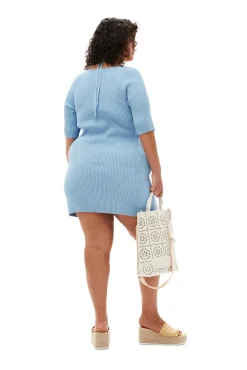 Store GANNI Melange-Strick-Minikleid Ethereal Blue