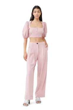 Best Sale GANNI Melierte Bluse Mit Reisverschluss Und Drapierung Pink Tulle