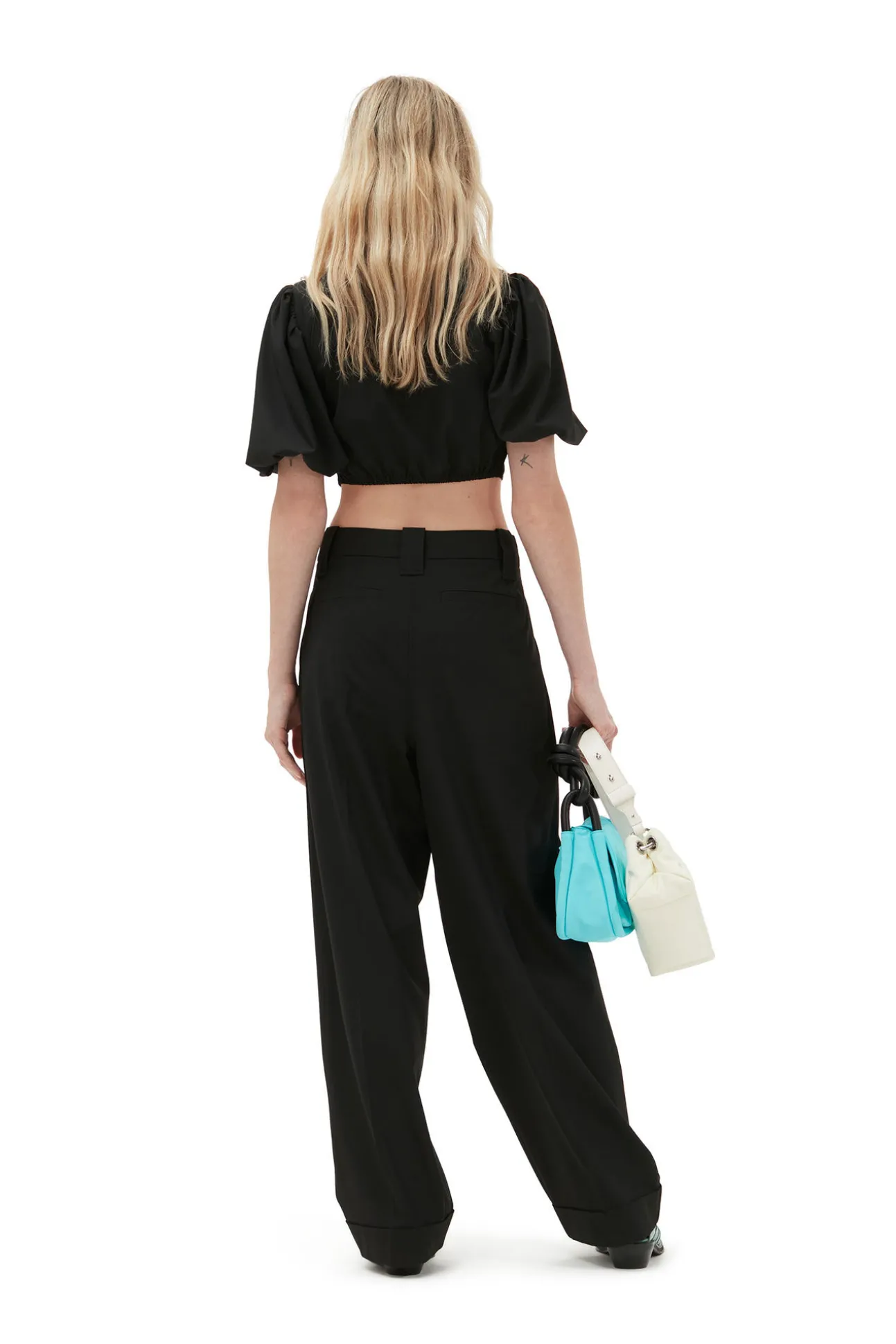 Cheap GANNI Melierte Bluse Mit Reisverschluss Und Drapierung Black