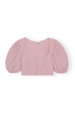 Best Sale GANNI Melierte Bluse Mit Reisverschluss Und Drapierung Pink Tulle