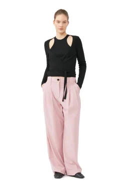 New GANNI Melierte Faltenhose Mit Drapierung Pink Tulle