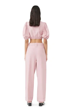 New GANNI Melierte Faltenhose Mit Drapierung Pink Tulle