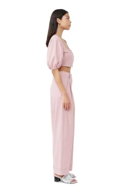 New GANNI Melierte Faltenhose Mit Drapierung Pink Tulle