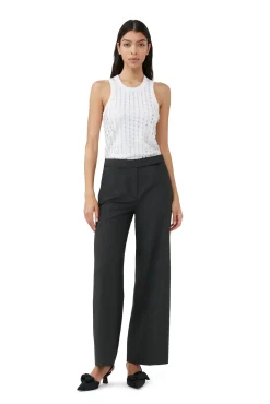 Hot GANNI Melierte Mid-Waist-Hose Mit Drapierung Phantom