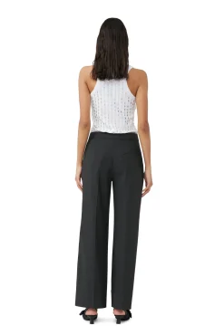 Hot GANNI Melierte Mid-Waist-Hose Mit Drapierung Phantom