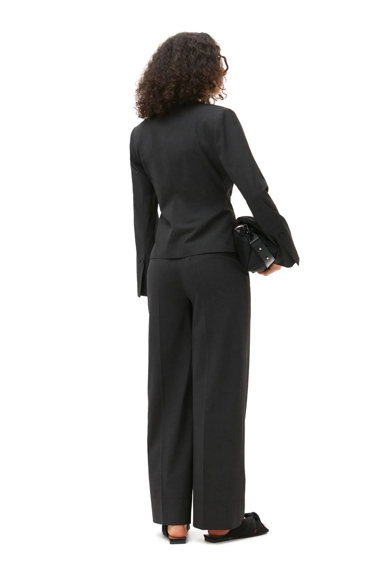 Hot GANNI Melierte Mid-Waist-Hose Mit Drapierung Phantom