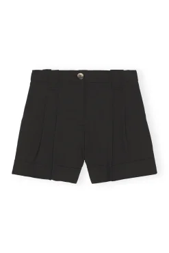 Shop GANNI Melierte Shorts Mit Drapierung Black