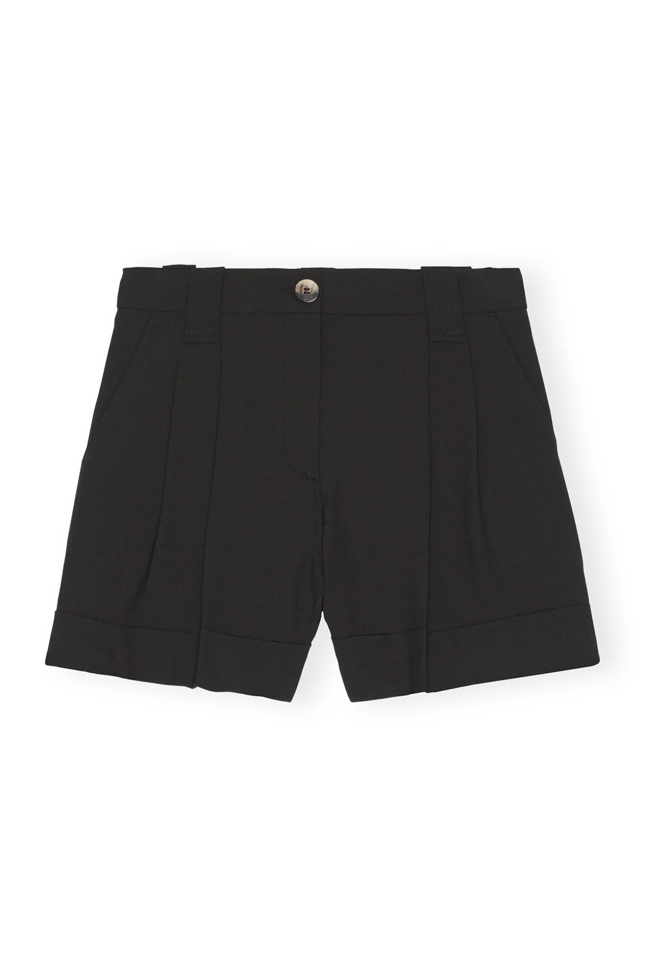 Shop GANNI Melierte Shorts Mit Drapierung Black