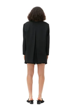 Sale GANNI Melierter Oversize-Blazer Mit Drapierung Black