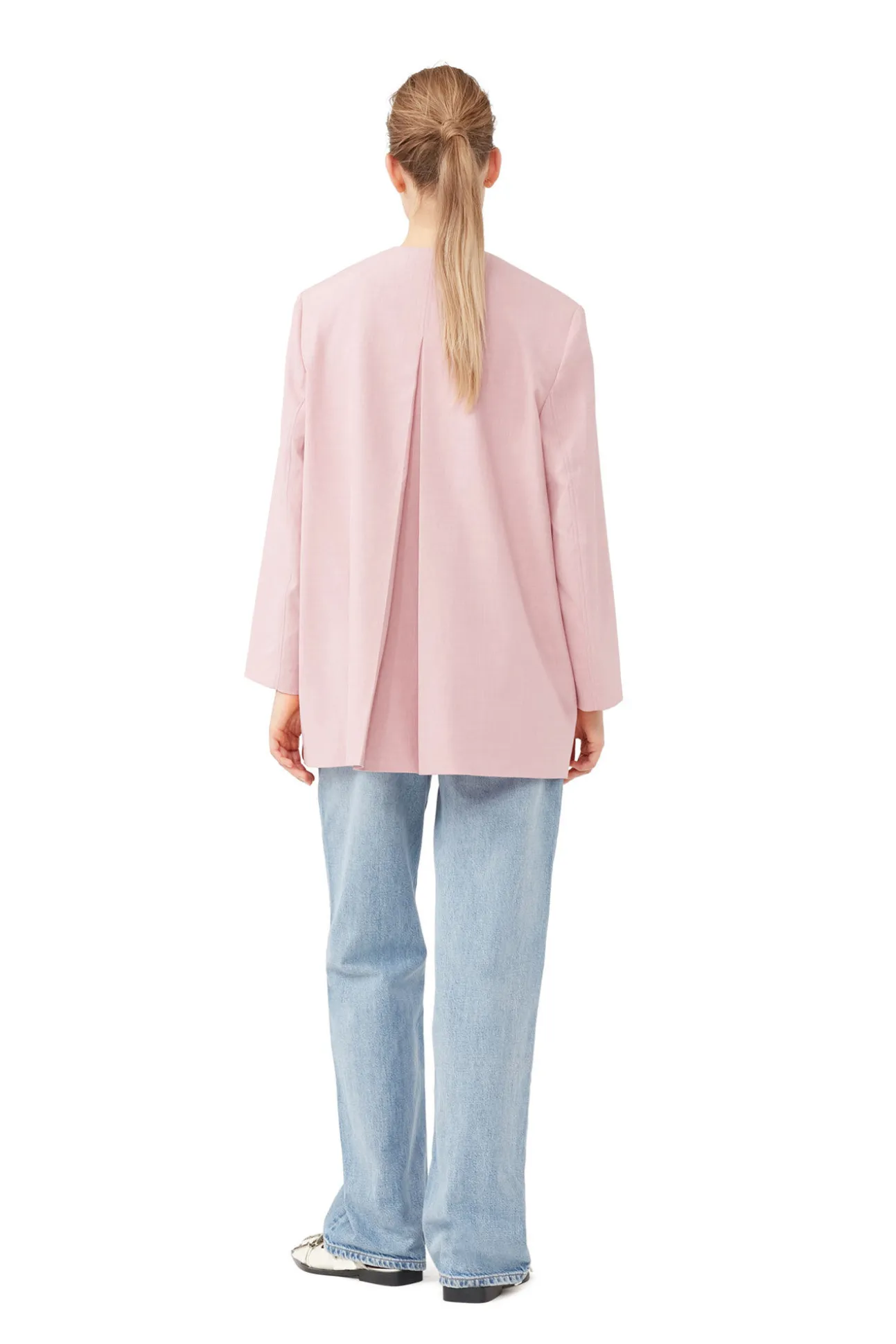 Fashion GANNI Melierter Oversize-Blazer Mit Drapierung Pink Tulle