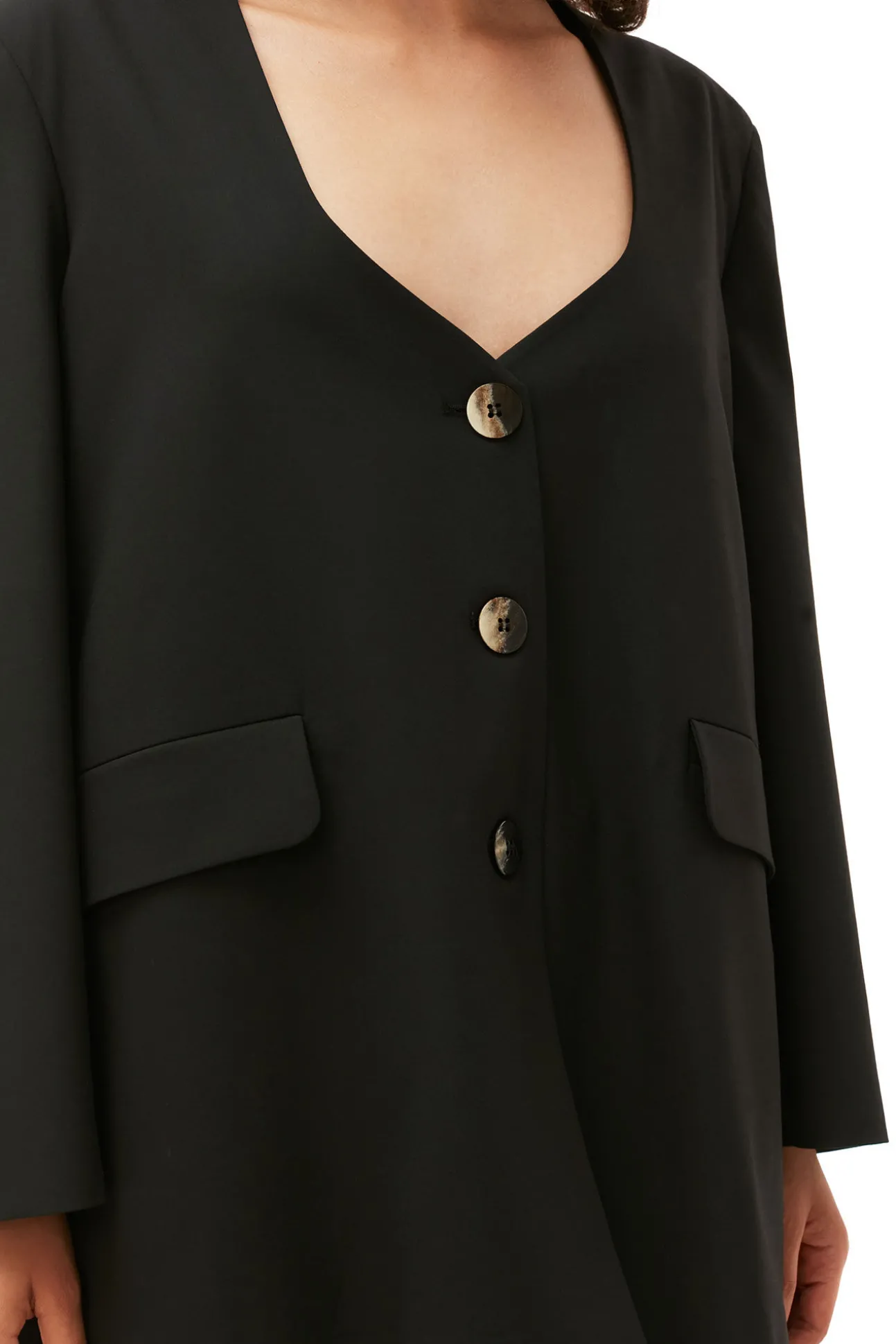 Sale GANNI Melierter Oversize-Blazer Mit Drapierung Black