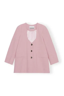 Fashion GANNI Melierter Oversize-Blazer Mit Drapierung Pink Tulle