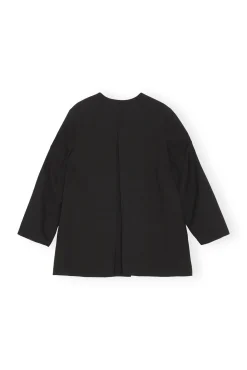 Sale GANNI Melierter Oversize-Blazer Mit Drapierung Black