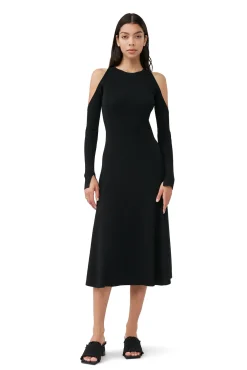 Best Sale GANNI Meliertes Midikleid Mit Offenem Rucken Black
