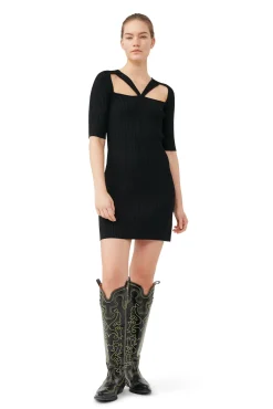Shop GANNI Meliertes Minikleid Mit Cut-Outs Black
