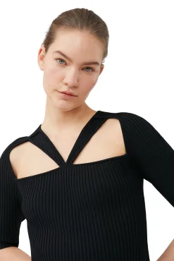 Shop GANNI Meliertes Minikleid Mit Cut-Outs Black