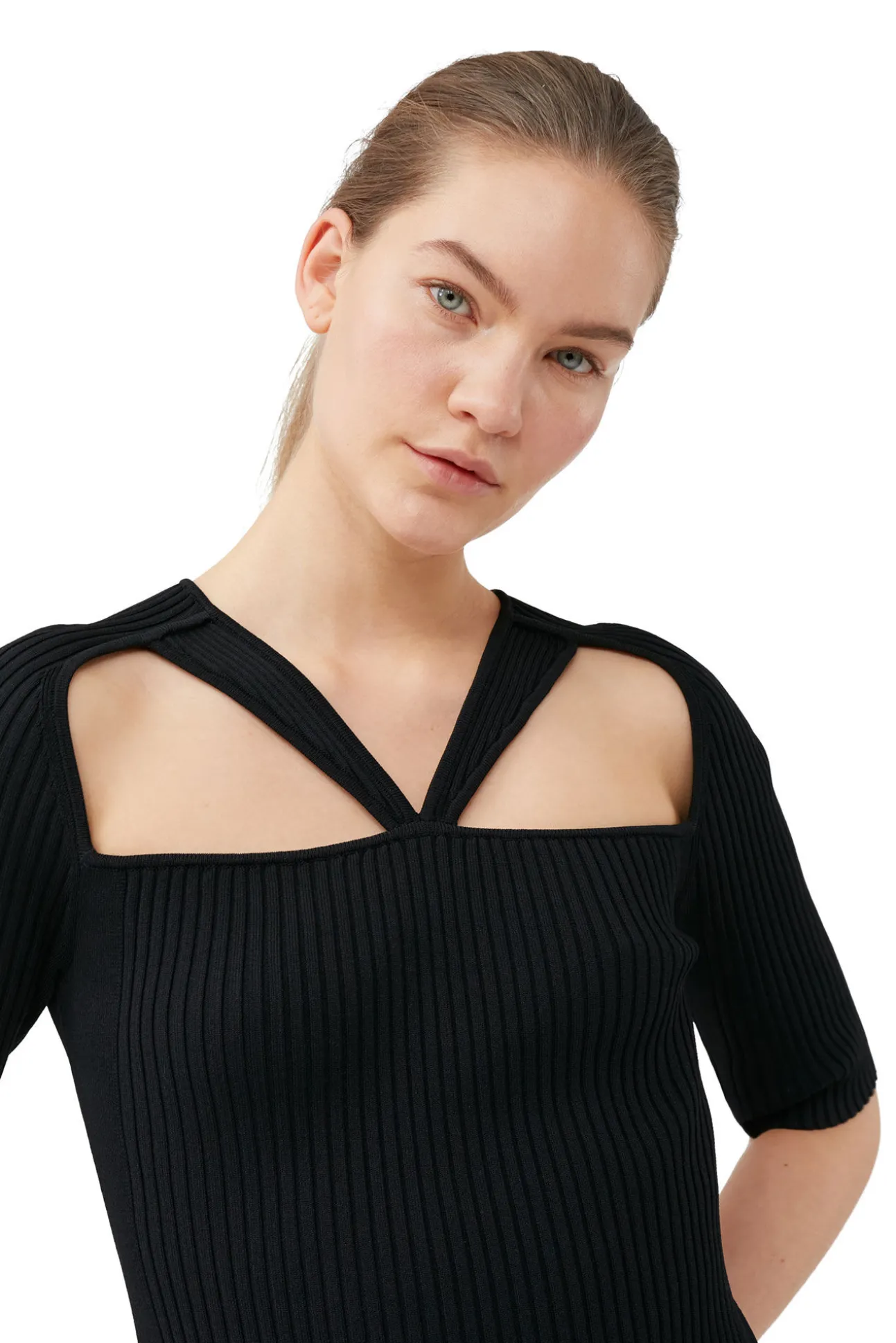 Shop GANNI Meliertes Minikleid Mit Cut-Outs Black