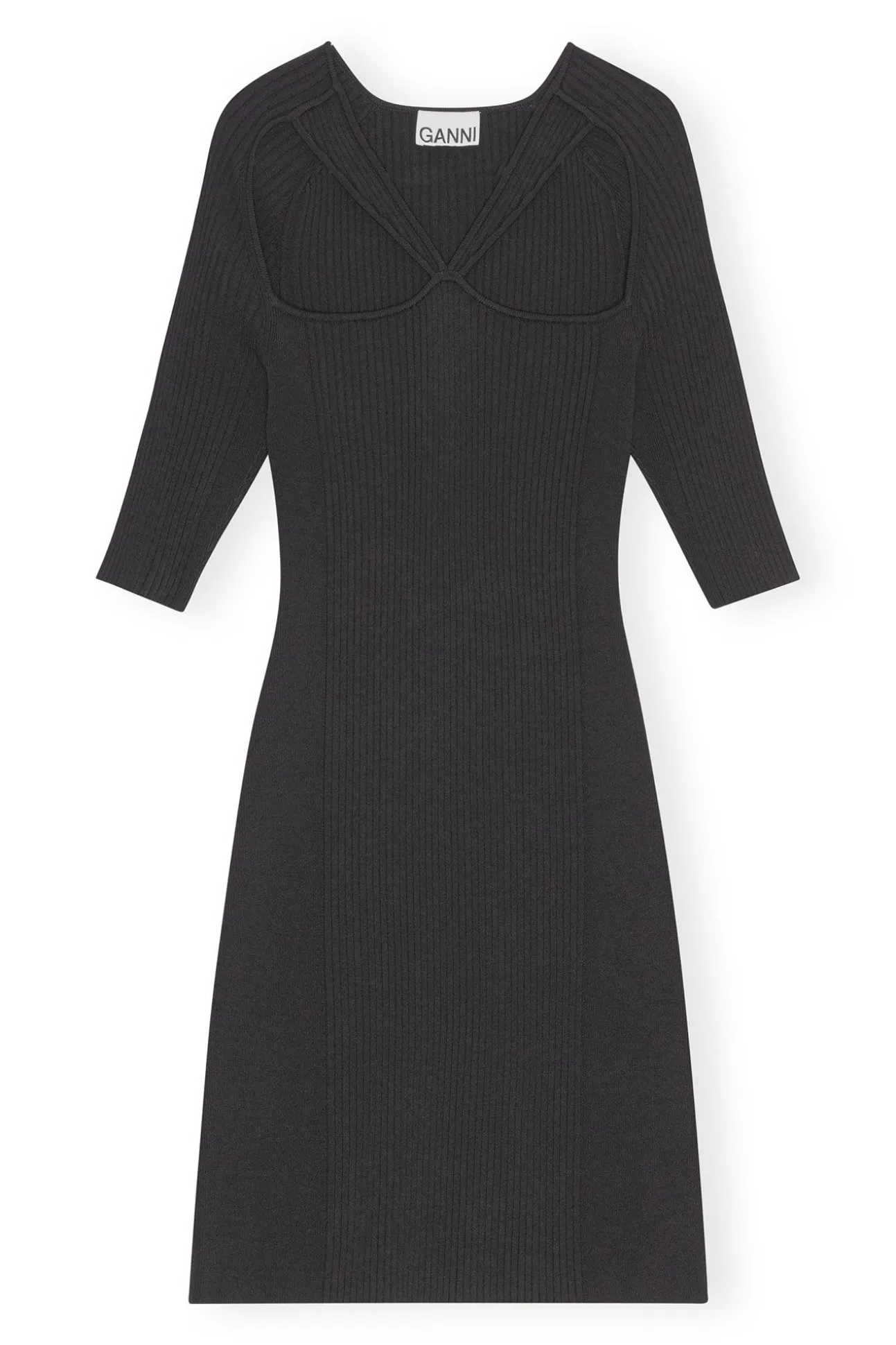 Shop GANNI Meliertes Minikleid Mit Cut-Outs Black