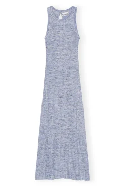 Cheap GANNI Merino Mouline Midikleid Blue Curacao