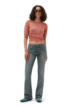 Store GANNI Merino-Mouline-Crop-Top Vibrant Orange