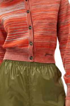 Cheap GANNI Merino-Mouline-Strickjacke Vibrant Orange