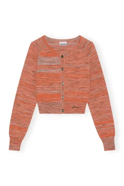 Cheap GANNI Merino-Mouline-Strickjacke Vibrant Orange