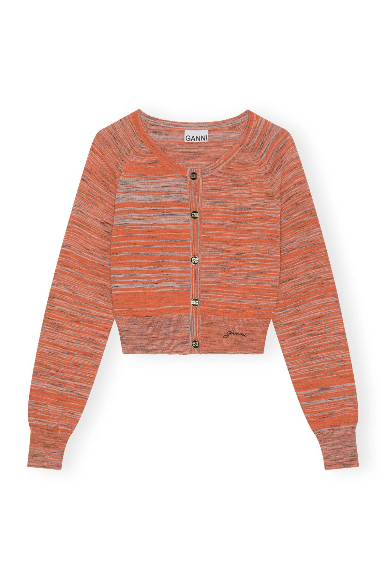 Cheap GANNI Merino-Mouline-Strickjacke Vibrant Orange