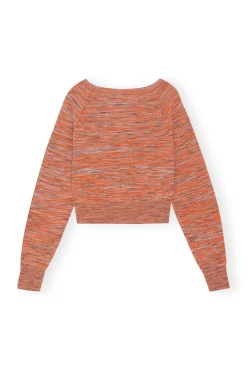 Cheap GANNI Merino-Mouline-Strickjacke Vibrant Orange