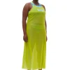 Outlet GANNI Mesh Cover Up Slip Dress Lime Punch