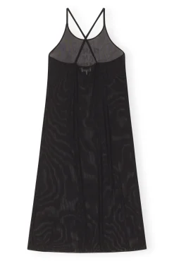Online GANNI Mesh Cover Up Slip Dress Black